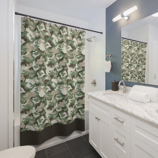 Camo Shower Curtain-green with brown border