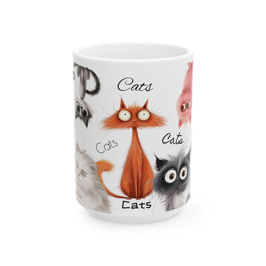 Whimsical Cat Ceramic Mug
