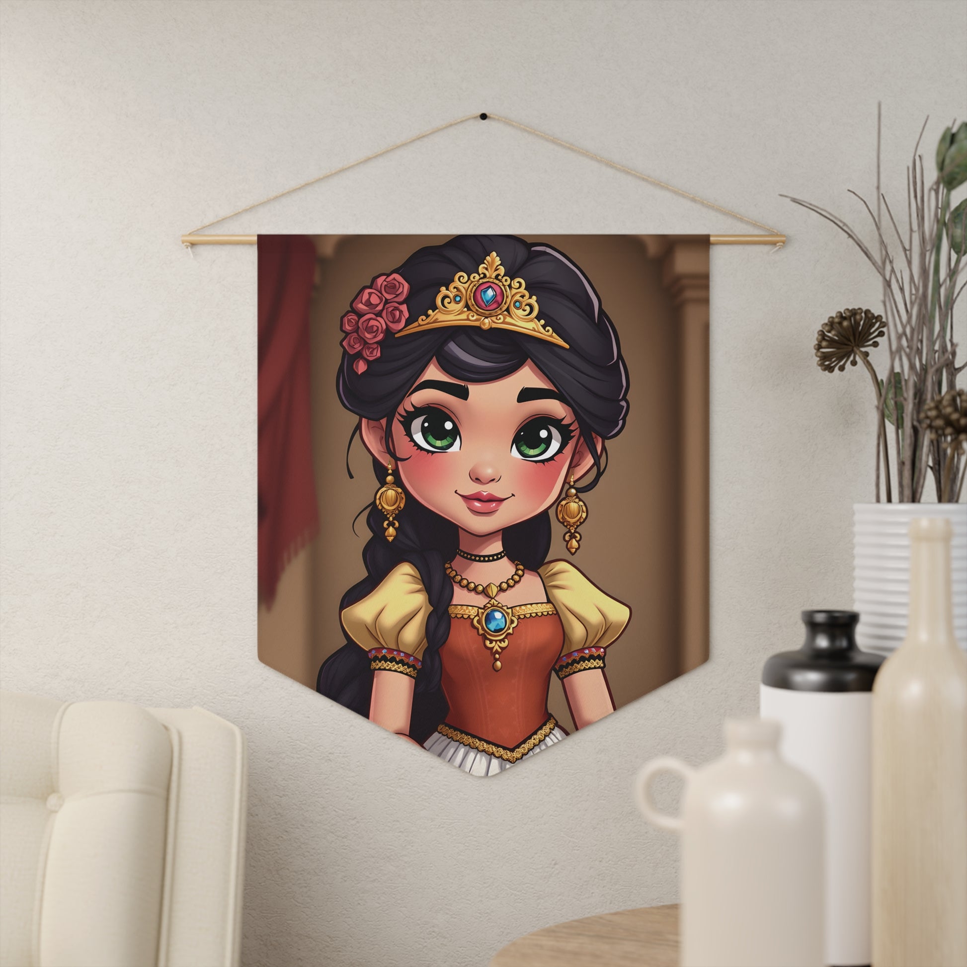 Princess Portrait Pennant Wall Banner — Cute Royal Girl Nursery Decor
