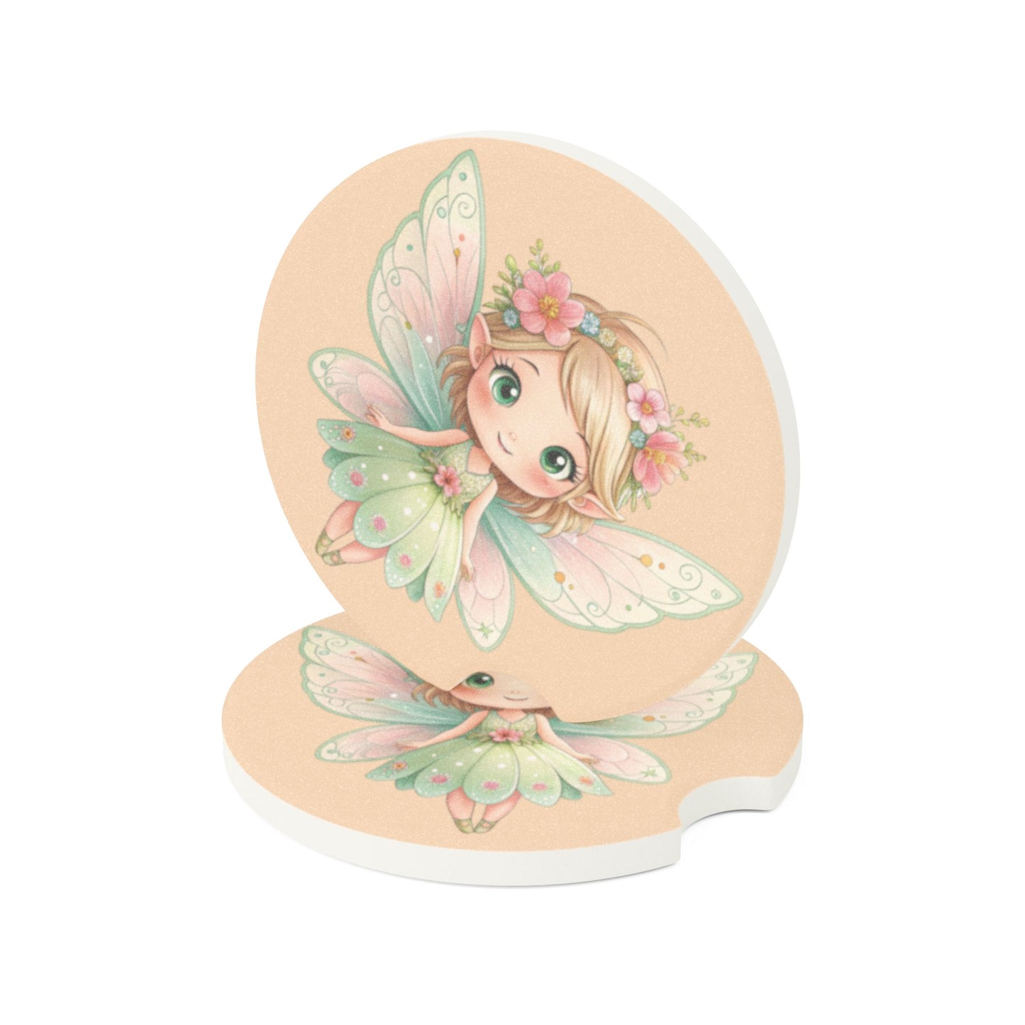 Fairy Car Coaster — Cute Floral Sprite Soapstone Drink Holder
