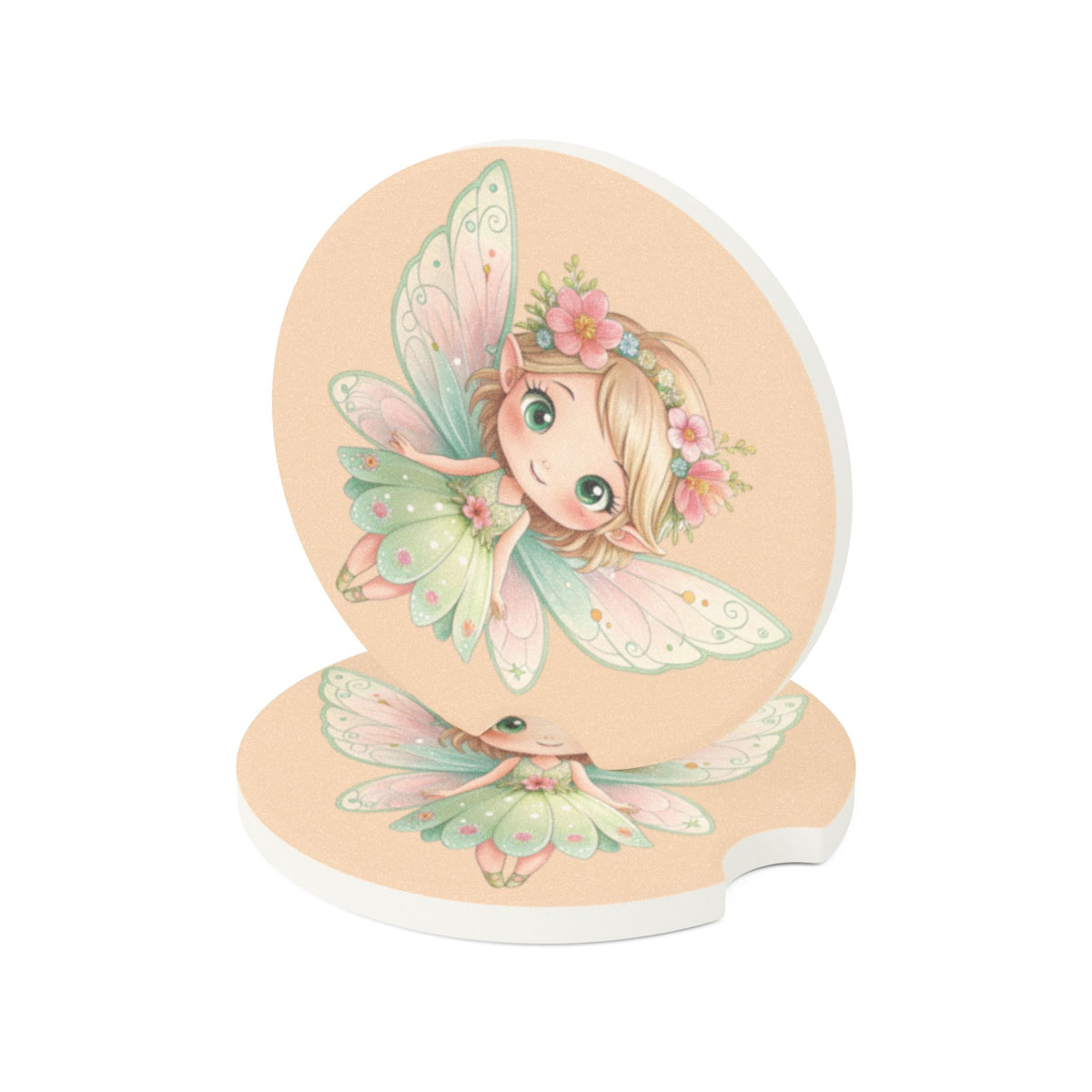 Fairy Car Coaster — Cute Floral Sprite Soapstone Drink Holder