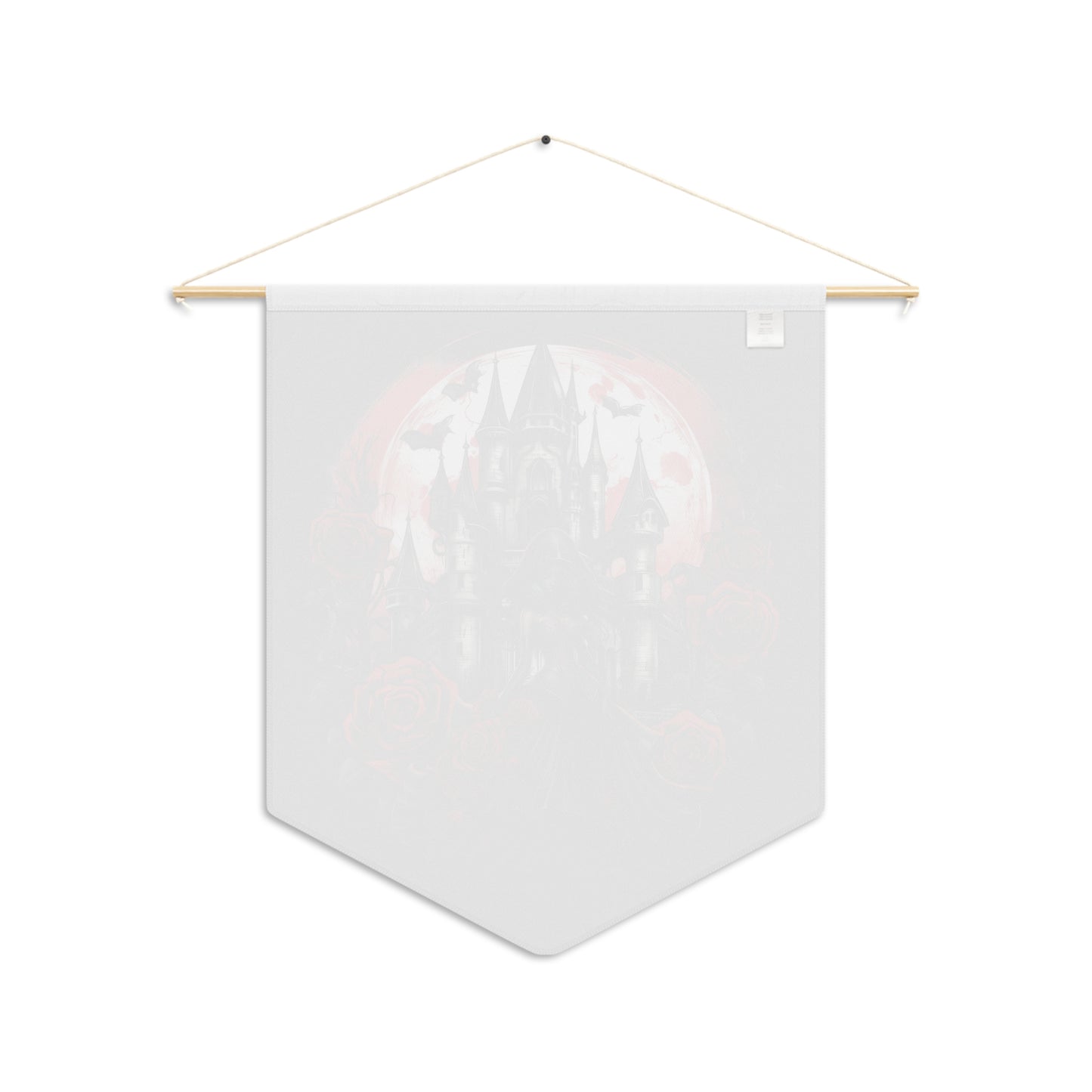 Gothic Castle Pennant — Dark Rose Wall Banner With Witchy Woman In Black