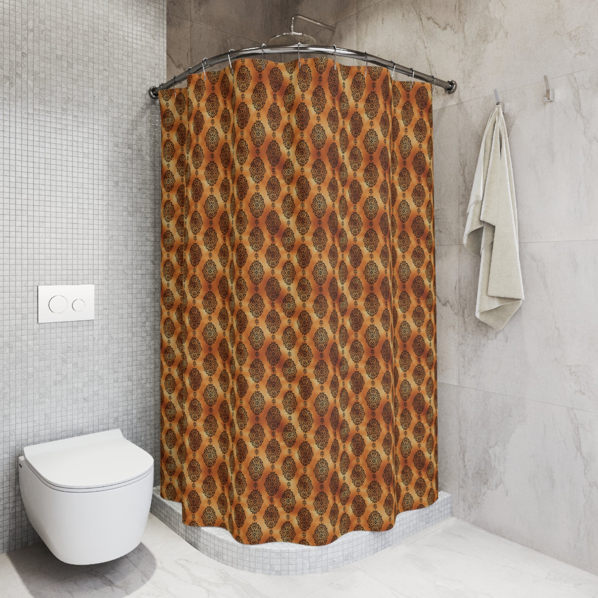 Damask Shower Curtain-Copper and Black