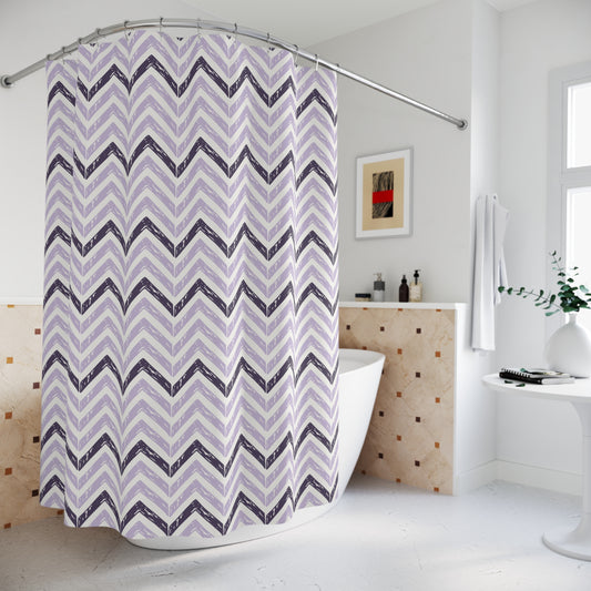Chevron Shower Curtain - Purple and White