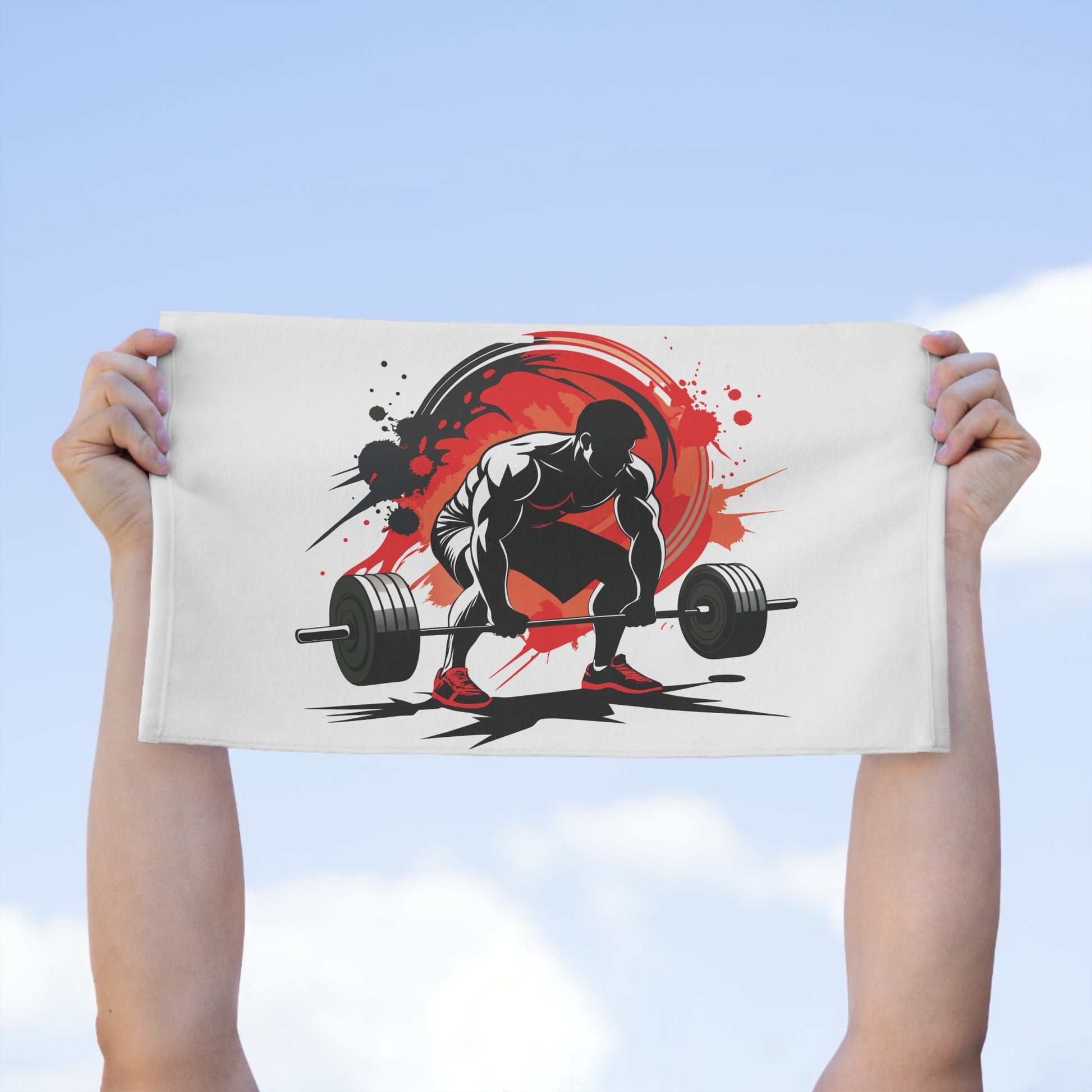 Weightlifter Workout Towel – 11x18 Gym Deadlift Design