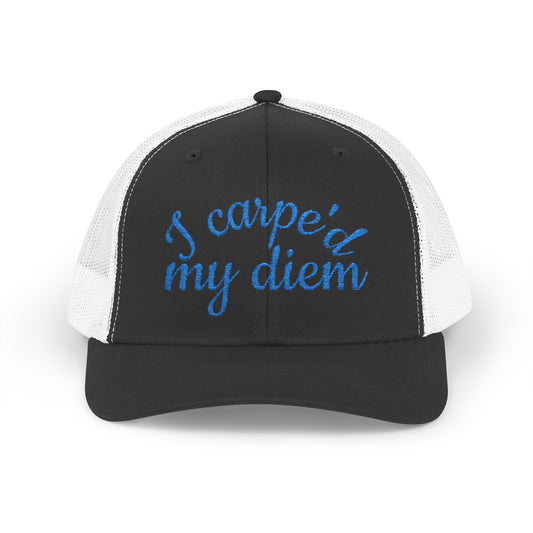 Snapback Trucker Cap-Humorous "I Carpe'd My Diem"