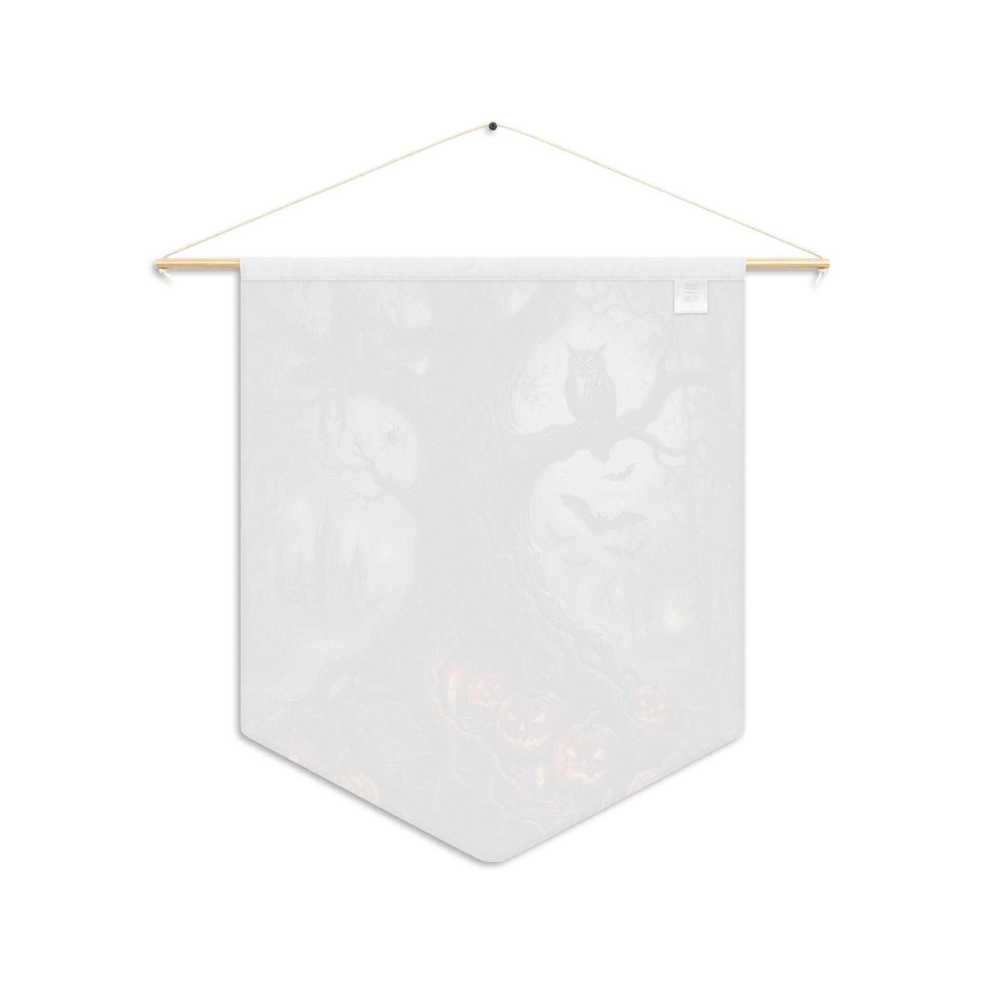 Halloween Pumpkin Tree Pennant — Spooky Owl & Haunted Castle Wall Banner