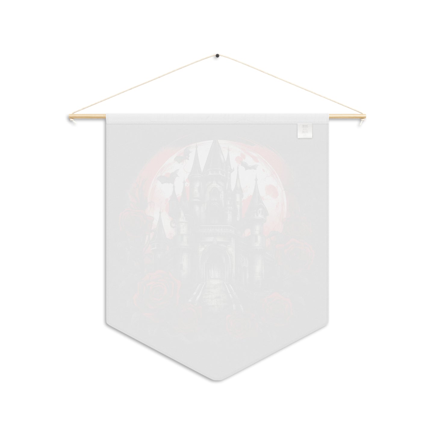 Gothic Castle Pennant — Vampire Moon & Red Roses Wall Flag