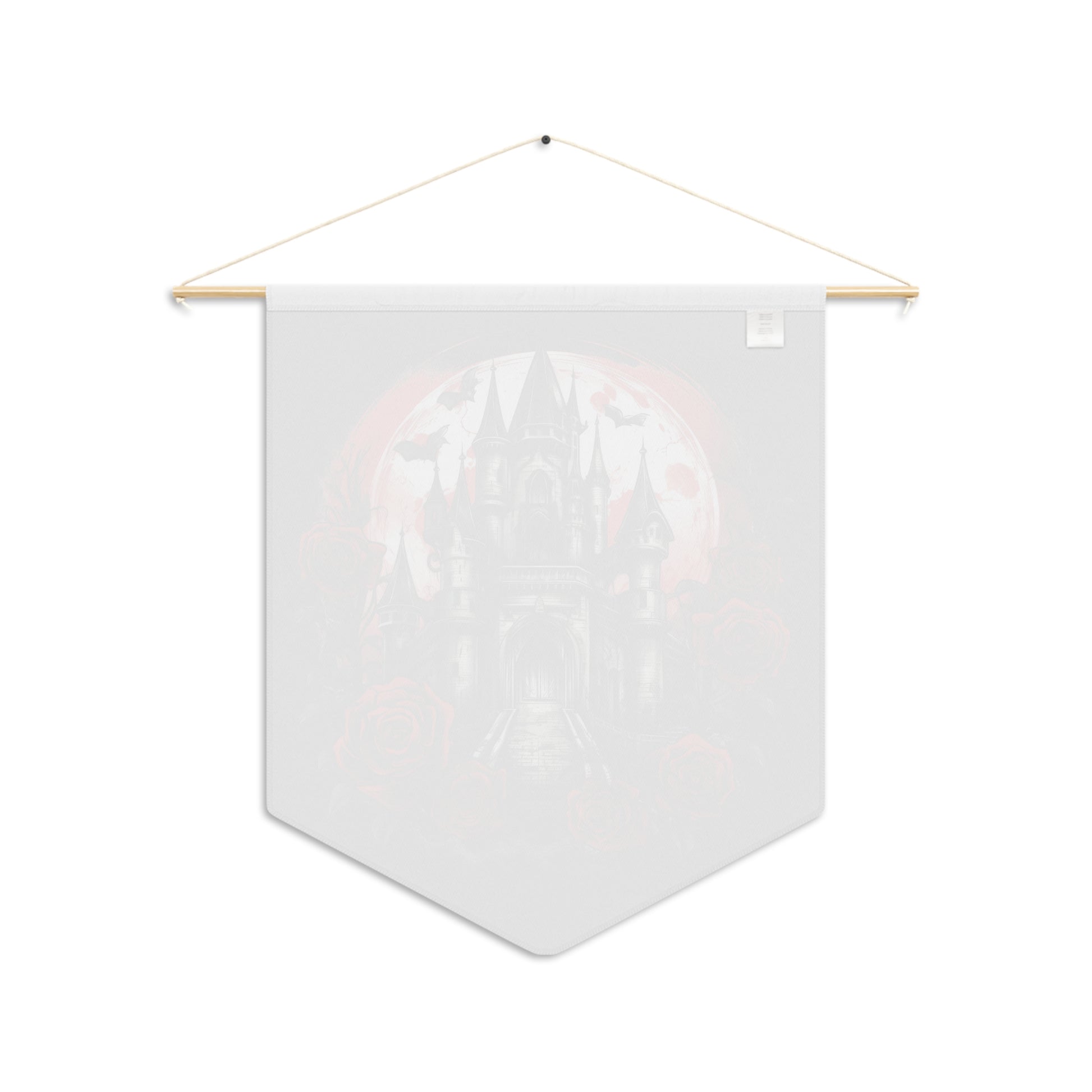 Gothic Castle Pennant — Vampire Moon & Red Roses Wall Flag